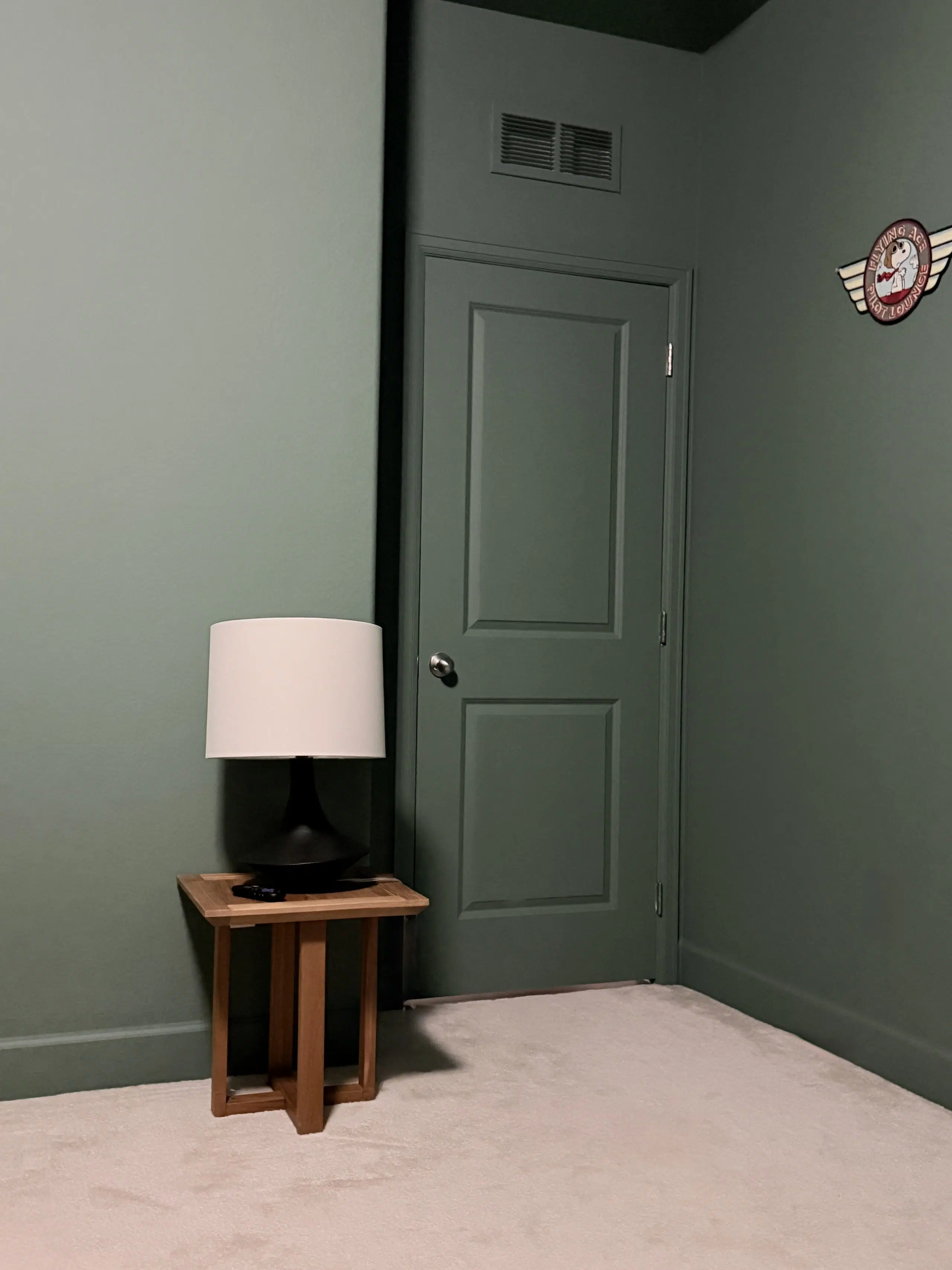 Guest bedroom entry painted with BM Webster Green